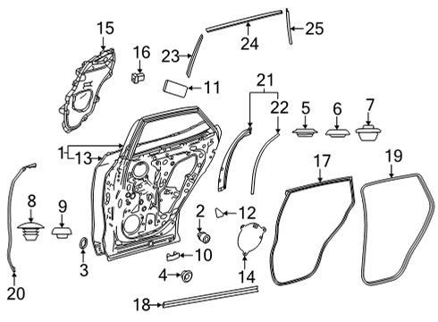 2022 Lexus NX250 Door & Components Plug, Front Door Hinge Diagram for 68714-50040