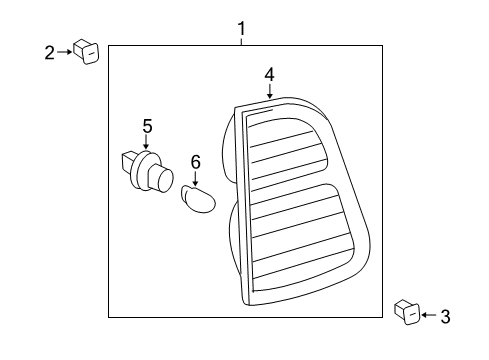 2004 Lexus LX470 Bulbs Lens And Body, Rear Lamp, RH Diagram for 81581-60080