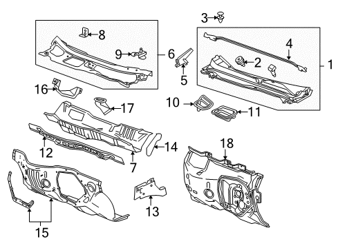 2012 Chevrolet Equinox Cowl Side Extension Diagram for 20897363