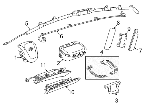 2014 Chevrolet Cruze Air Bag Components Clock Spring Diagram for 22914039