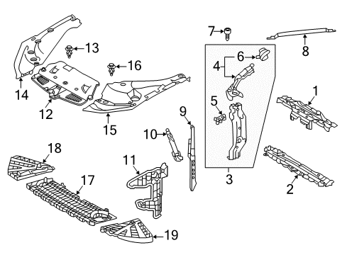 2020 Lexus LS500 Radiator Support Guide, Radiator Air Diagram for 16593-70011