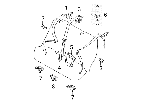 2006 Hyundai Sonata Seat Belt Holder Assembly-Child Rest Hook Diagram for 89850-3K000