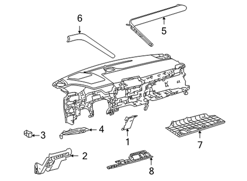 2022 Toyota Sienna Cluster & Switches, Instrument Panel Lower Dash Panel Diagram for 55045-08040-B0