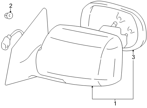 2002 Toyota Echo Outside Mirrors Mirror Assembly Diagram for 87940-52212