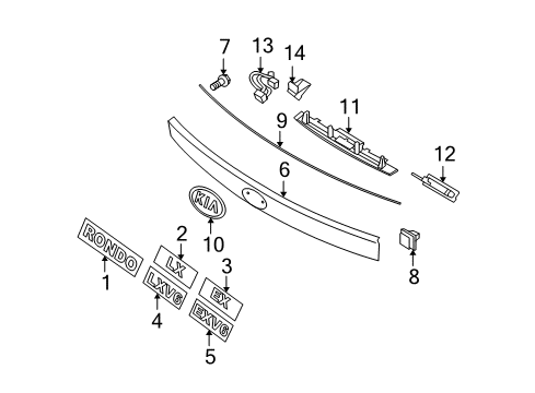 2010 Kia Rondo Exterior Trim - Lift Gate Screw-Tapping Diagram for 1243105147B