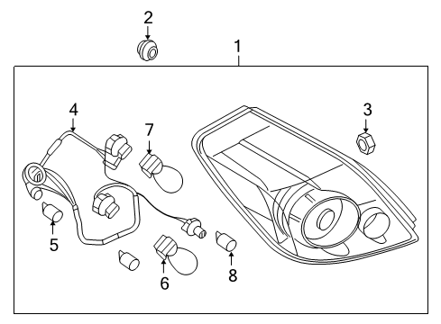 2012 Nissan Altima Bulbs Lamp Assembly-Rear Combination LH Diagram for 26555-ZX00B