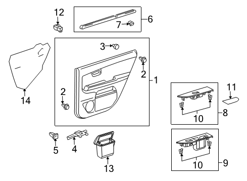 2004 Lexus RX330 Front Door Cover, Rear Door Armrest, LH Diagram for 74262-48010