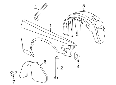 2008 Mercury Grand Marquis Fender & Components Fender Diagram for 7W7Z-16005-A