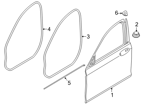 2017 BMW 530i Front Door Door Weatherstrip Diagram for 51727490027