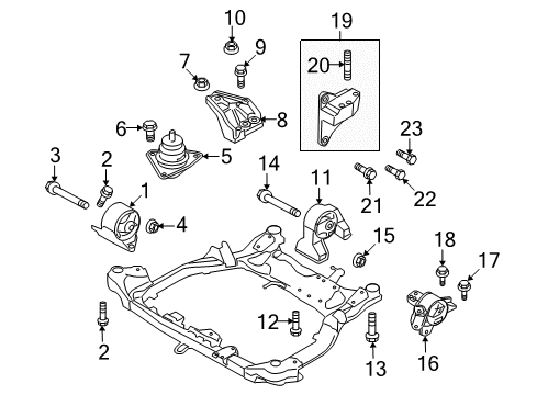 2010 Kia Forte Engine & Trans Mounting Bolt Assembly Diagram for 218213K556K