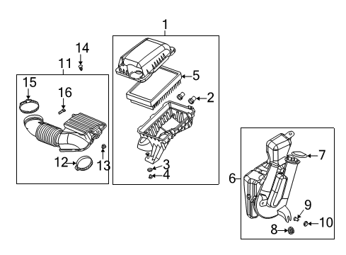 2006 Saturn Ion Filters Clamp, Air Cleaner Outlet Duct Connect Diagram for 22731255