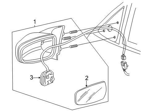 2008 Pontiac Grand Prix Mirrors Mirror, Outside Rear View (Reflector Glass & Backing Plate) - LH Diagram for 19120302