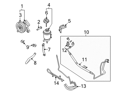 2012 Hyundai Genesis P/S Pump & Hoses, Steering Gear & Linkage Hose Assembly-Power Steering Oil Pressure Diagram for 57510-3M200