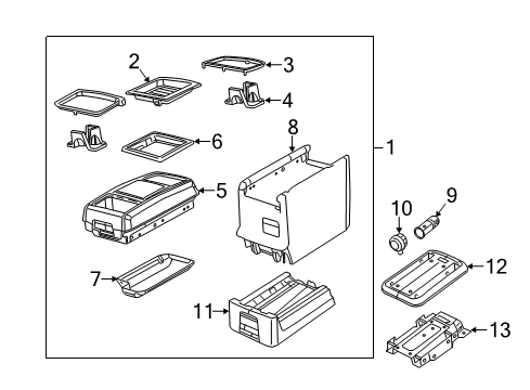 2013 Dodge Grand Caravan Center Console Tray-Floor Console Diagram for 1SP20BD1AA