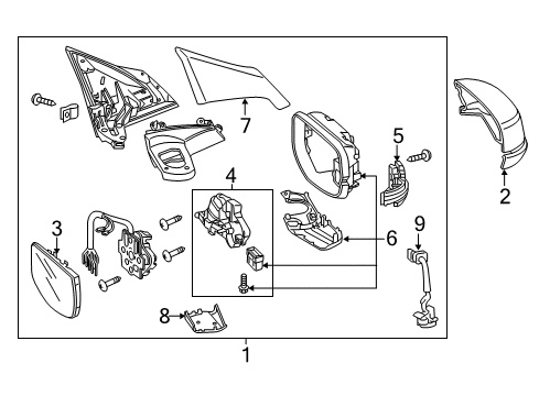 2020 Acura RLX Outside Mirrors Set Driver Side (Fathom Blue Pearl) Diagram for 76258-TY3-C11ZG