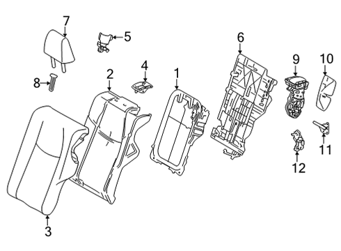 2021 Toyota Venza Rear Seat Components Seat Back Frame Diagram for 71018-48210
