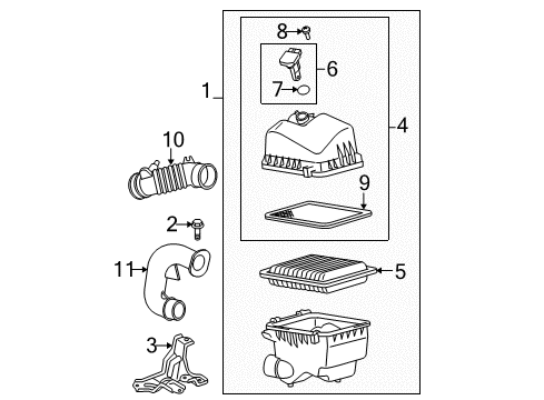 2007 Toyota Yaris Filters Upper Cover Diagram for 17705-21100