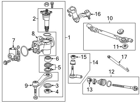 2012 GMC Sierra 3500 HD P/S Pump & Hoses, Steering Gear & Linkage Rod Kit, Steering Linkage Relay Diagram for 19256658