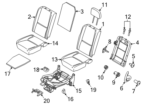 2012 Ford Transit Connect Rear Seat Components Seat Back Frame Bolt Diagram for -W701210-S