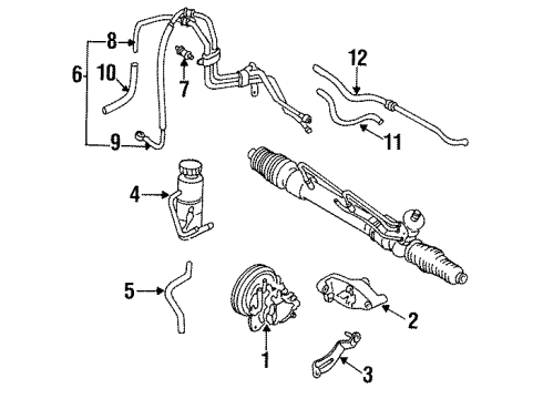 1995 Kia Sephia P/S Pump & Hoses, Steering Gear & Linkage Hose-Suction Diagram for 0K20332688A