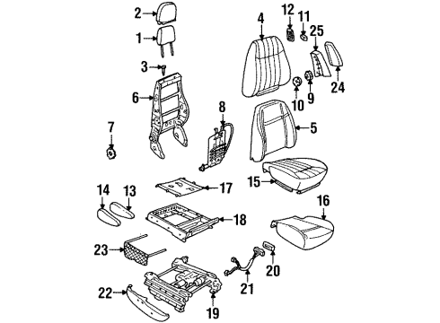 2000 Oldsmobile Silhouette Front Seat Components Pad Asm, Driver Seat Back Cushion Diagram for 88893096