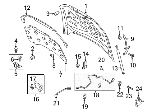 2014 Lincoln MKZ Hood & Components Lift Cylinder Support Bracket Diagram for DP5Z-16B702-A