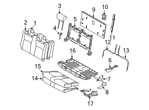 2006 Toyota Highlander Third Row Seats Recliner Cover Diagram for 71833-48050-A0