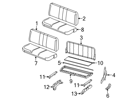 2010 Ford F-350 Super Duty Rear Seat Components Seat Cushion Pad Diagram for 8C3Z-25632A22-B