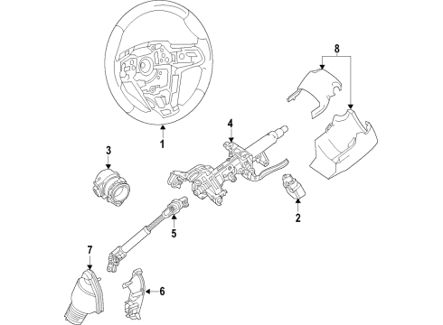 2020 Toyota Corolla Steering Column, Steering Wheel Upper Column Cover Diagram for 45286-12670-C0