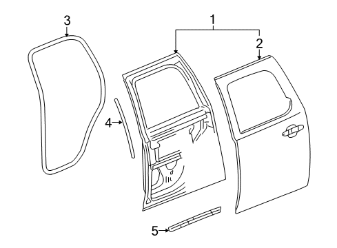 2011 Chevrolet Silverado 1500 Rear Door Door Shell Diagram for 22892603