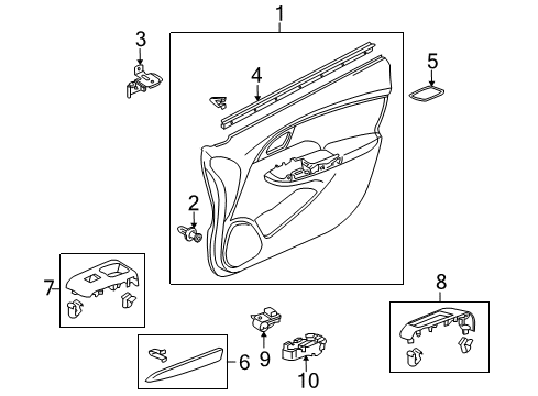 2010 Honda Insight Rear Door Panel, R. Power Window Switch *B157L* (DARK ROYAL BLUE) Diagram for 83547-TM8-A01ZA