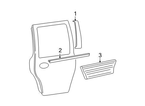 2003 Ford Expedition Exterior Trim - Rear Door Belt Weatherstrip Diagram for 2L1Z-7825597-AB