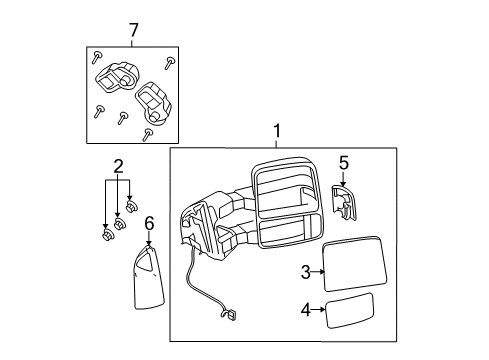 2009 Ford F-250 Super Duty Outside Mirrors Mirror Diagram for 7C3Z-17683-EC