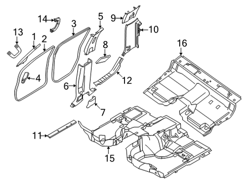 2022 Nissan Frontier Interior Trim - Cab GARNISH-CENTER PILLAR, UPPER RH Diagram for 76913-9BU3A