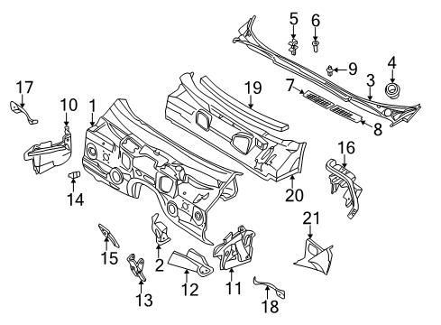 2001 BMW 740iL Cowl Bracket For Independent Heater Diagram for 41118167258