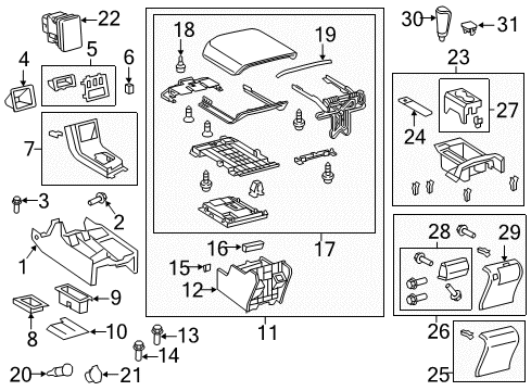 2011 Toyota Tundra Console Console Base Diagram for 58820-0C040-E0