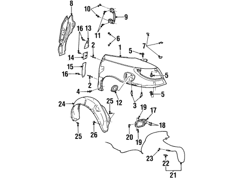 2000 Saturn SC2 Fuel Door Latch Asm, Fuel Fille Diagram for 21098687