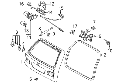 2002 BMW 540i Lift Gate Gas Pressurized Spring Diagram for 51248220072