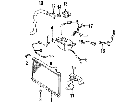 1998 Lexus LS400 Radiator & Components Support, Radiator, Upper Diagram for 16505-50070