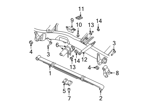 2007 Dodge Dakota Rear Suspension Components, Stabilizer Bar Rear Leaf Spring Diagram for 52855133AF