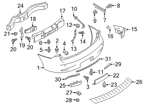 2020 Infiniti QX80 Rear Bumper Grommet-Screw Diagram for 63846-5V000