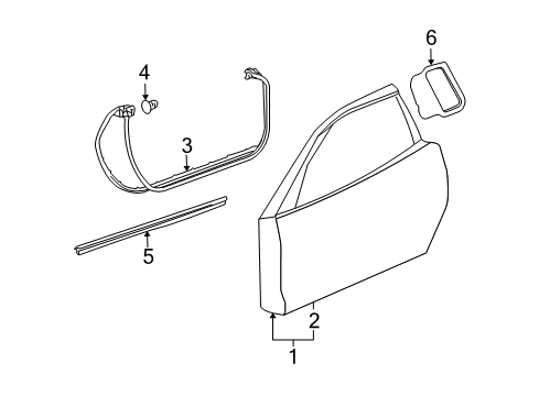 2005 Chevrolet Corvette Door & Components Door Shell Diagram for 22737431