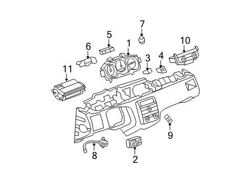 2008 Buick Lucerne Cluster & Switches, Instrument Panel Switch Asm-Headlamp *Ebony Diagram for 25824870