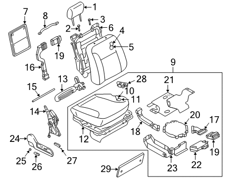 2002 Infiniti Q45 Front Seat Components Holder Assy-Headrest, Free Diagram for 87603-79917