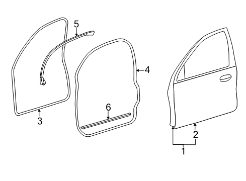 2005 Ford Taurus Front Door Body Weatherstrip Diagram for YF1Z-5420708-AAA