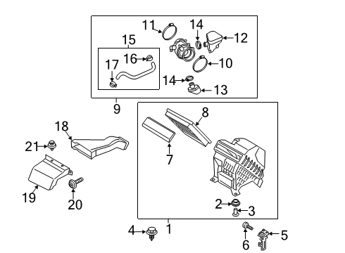 2021 Hyundai Palisade Filters Air Cleaner Assembly Diagram for 28110C5250