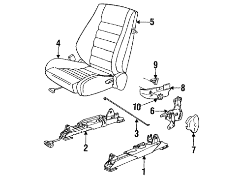 1988 BMW 325 Tracks & Components Control Handle Diagram for 52101922269