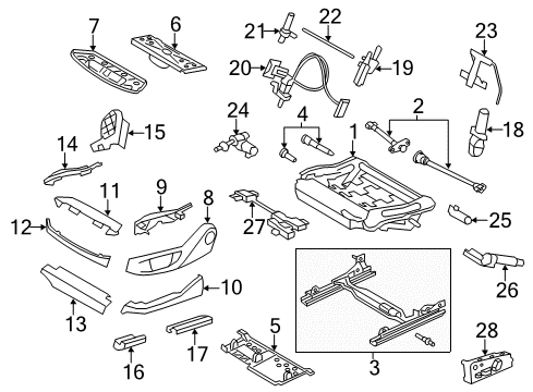 2015 BMW 740Li Tracks & Components Mechanism, Thigh Support, Left Diagram for 52107314211