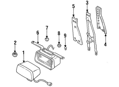1994 Geo Tracker High Mount Lamps Lamp, High Mount Stop Diagram for 30011325