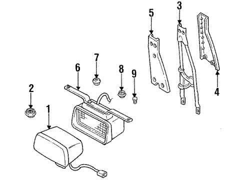 1994 Geo Tracker High Mount Lamps Lamp, High Mount Stop *Black Diagram for 30011327